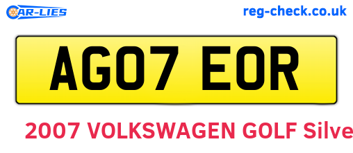 AG07EOR are the vehicle registration plates.