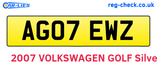 AG07EWZ are the vehicle registration plates.