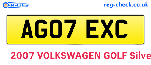 AG07EXC are the vehicle registration plates.