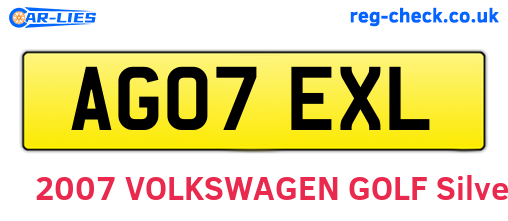 AG07EXL are the vehicle registration plates.
