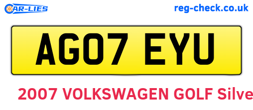 AG07EYU are the vehicle registration plates.