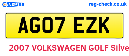 AG07EZK are the vehicle registration plates.
