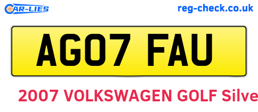 AG07FAU are the vehicle registration plates.