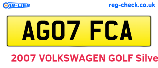 AG07FCA are the vehicle registration plates.