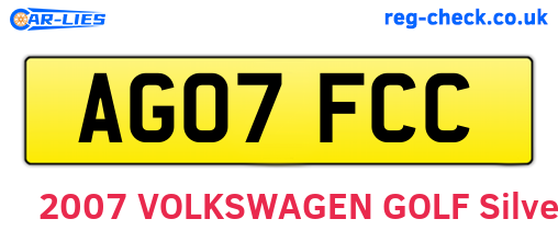 AG07FCC are the vehicle registration plates.