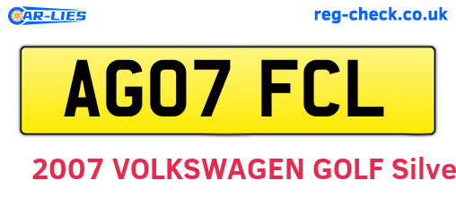 AG07FCL are the vehicle registration plates.