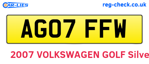 AG07FFW are the vehicle registration plates.