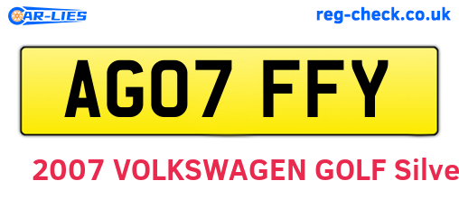 AG07FFY are the vehicle registration plates.