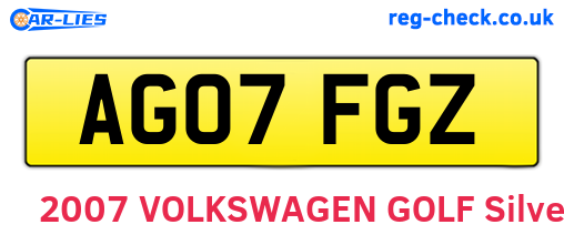AG07FGZ are the vehicle registration plates.