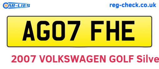 AG07FHE are the vehicle registration plates.
