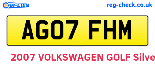 AG07FHM are the vehicle registration plates.
