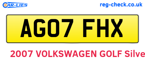 AG07FHX are the vehicle registration plates.