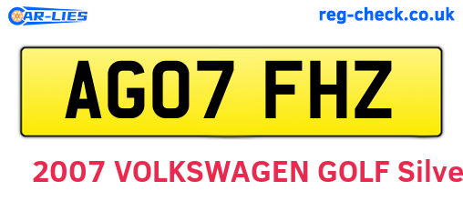 AG07FHZ are the vehicle registration plates.
