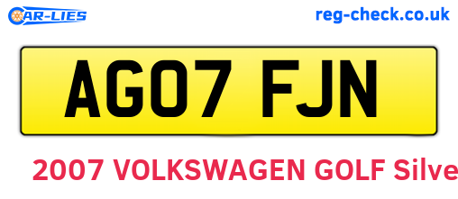 AG07FJN are the vehicle registration plates.