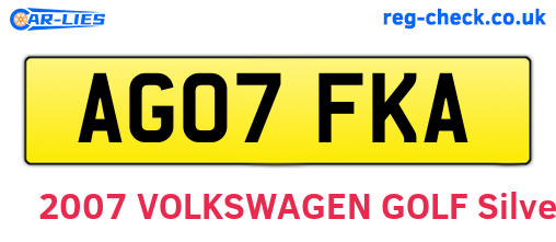 AG07FKA are the vehicle registration plates.