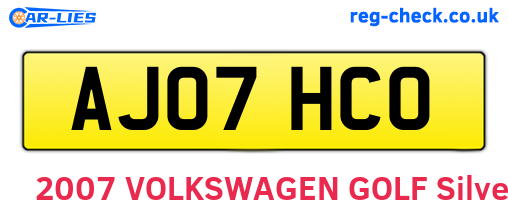 AJ07HCO are the vehicle registration plates.