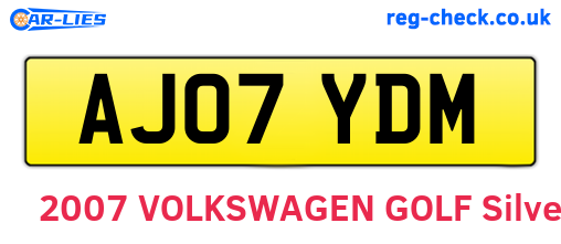 AJ07YDM are the vehicle registration plates.