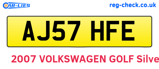 AJ57HFE are the vehicle registration plates.