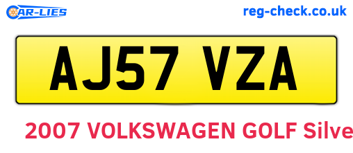 AJ57VZA are the vehicle registration plates.