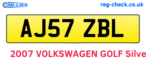 AJ57ZBL are the vehicle registration plates.
