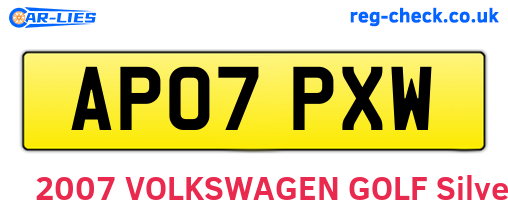 AP07PXW are the vehicle registration plates.
