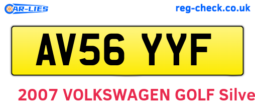 AV56YYF are the vehicle registration plates.