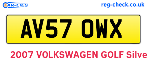 AV57OWX are the vehicle registration plates.