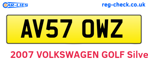 AV57OWZ are the vehicle registration plates.