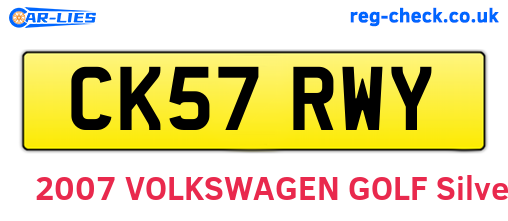 CK57RWY are the vehicle registration plates.