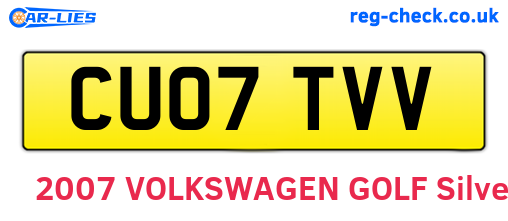 CU07TVV are the vehicle registration plates.