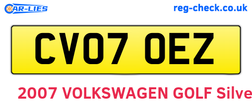 CV07OEZ are the vehicle registration plates.