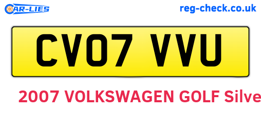 CV07VVU are the vehicle registration plates.