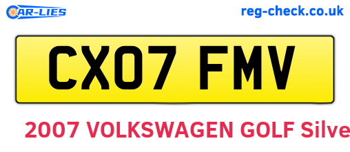 CX07FMV are the vehicle registration plates.