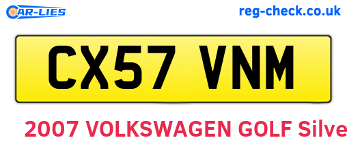 CX57VNM are the vehicle registration plates.