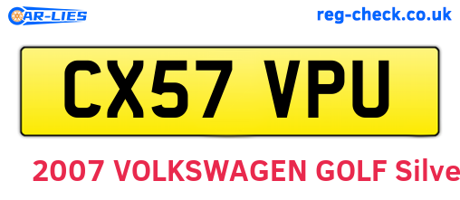 CX57VPU are the vehicle registration plates.