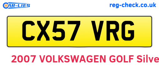 CX57VRG are the vehicle registration plates.