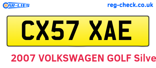 CX57XAE are the vehicle registration plates.