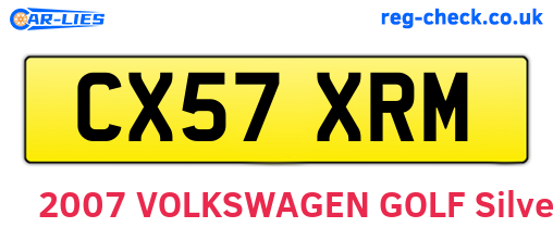 CX57XRM are the vehicle registration plates.