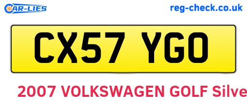 CX57YGO are the vehicle registration plates.
