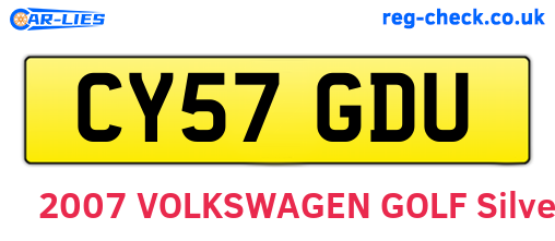 CY57GDU are the vehicle registration plates.