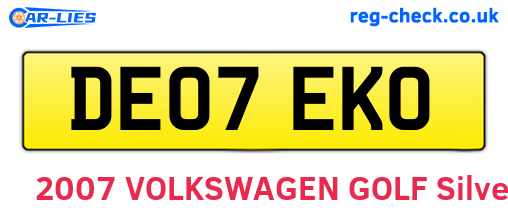 DE07EKO are the vehicle registration plates.
