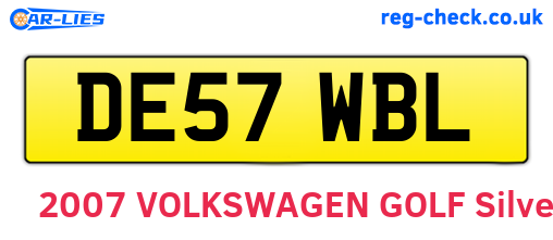 DE57WBL are the vehicle registration plates.