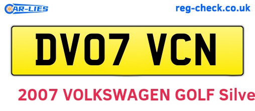 DV07VCN are the vehicle registration plates.