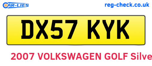 DX57KYK are the vehicle registration plates.