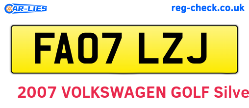 FA07LZJ are the vehicle registration plates.