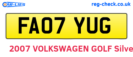 FA07YUG are the vehicle registration plates.