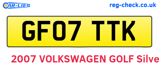 GF07TTK are the vehicle registration plates.