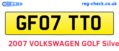 GF07TTO are the vehicle registration plates.