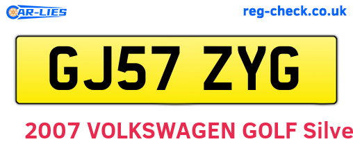 GJ57ZYG are the vehicle registration plates.