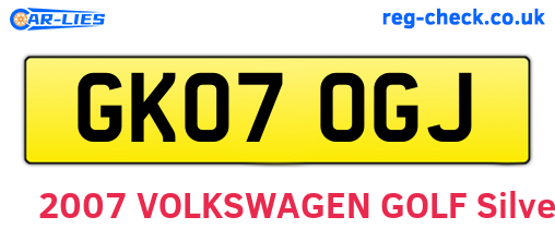 GK07OGJ are the vehicle registration plates.